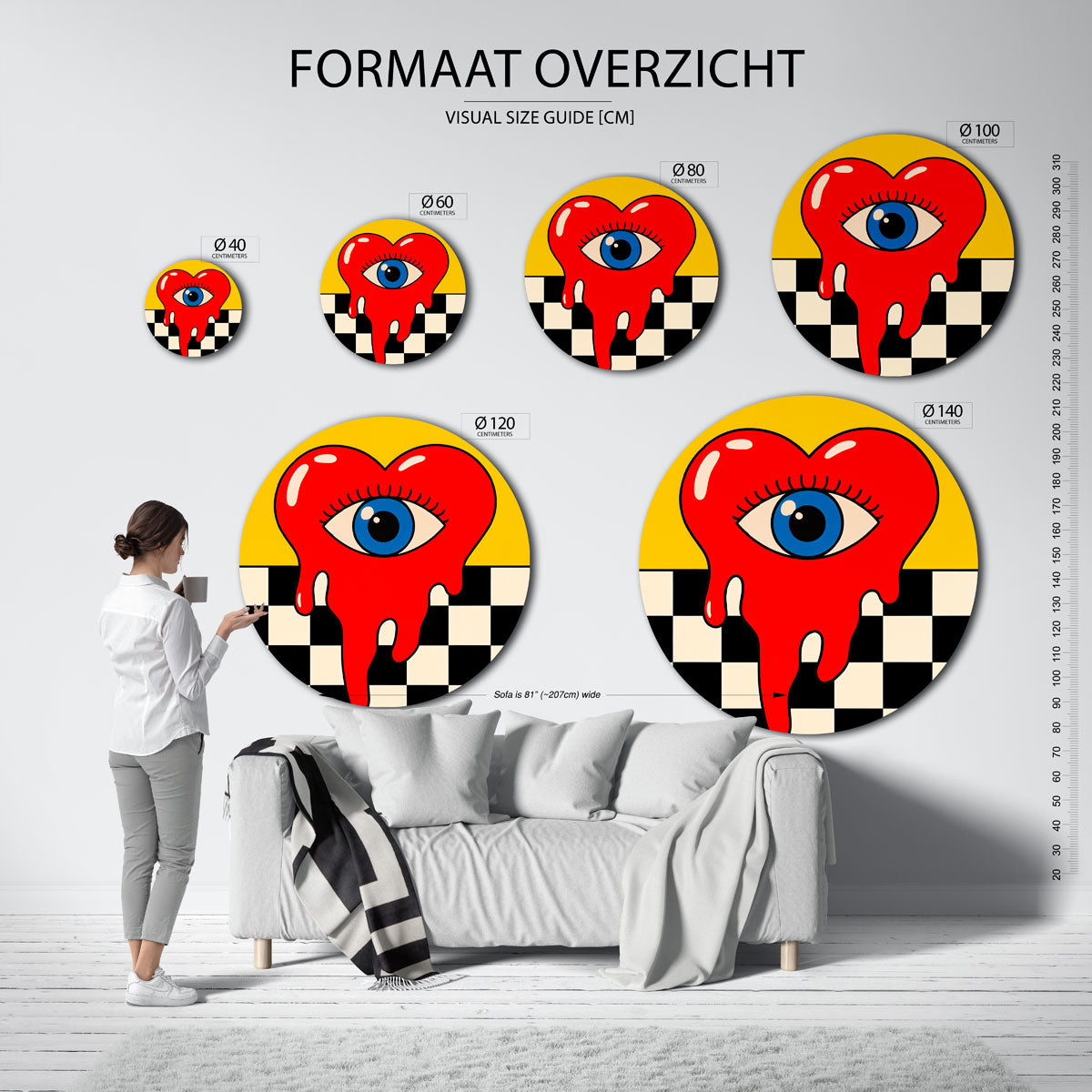 Rood hart met oog Muurcirkel