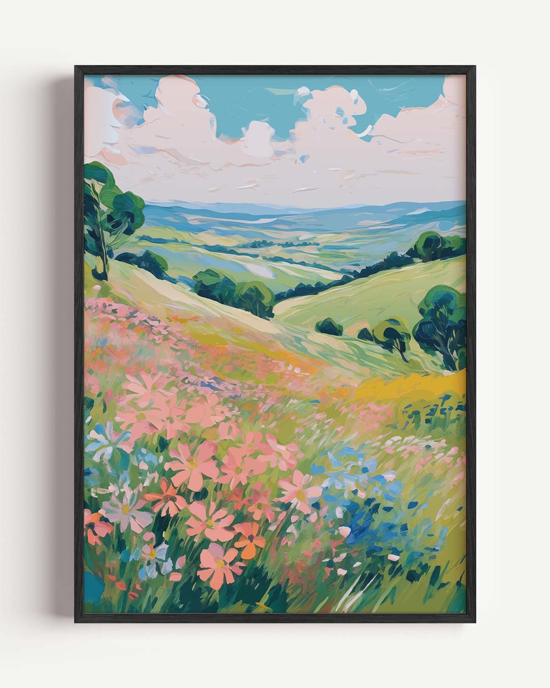Vrolijke Zomerbloemen Landschap Poster-WallArtistic