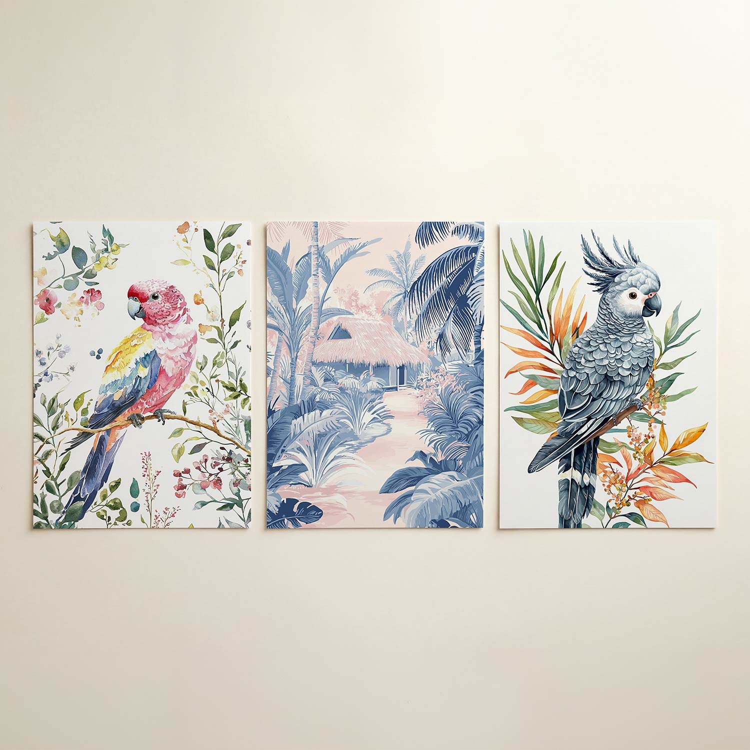 Vogel en bloemen Posterset