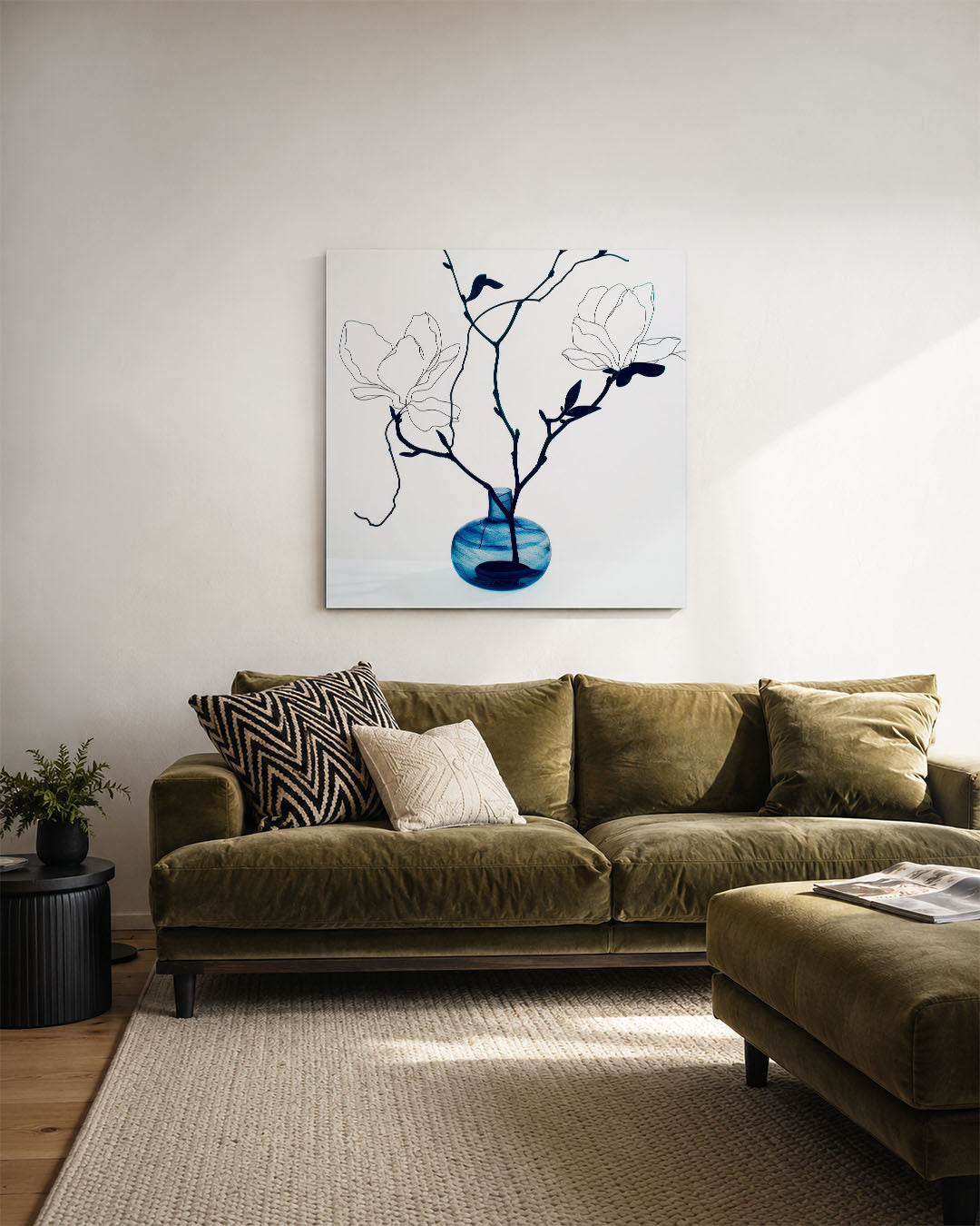 Lijnbloemen in vaas Kunstwerk
