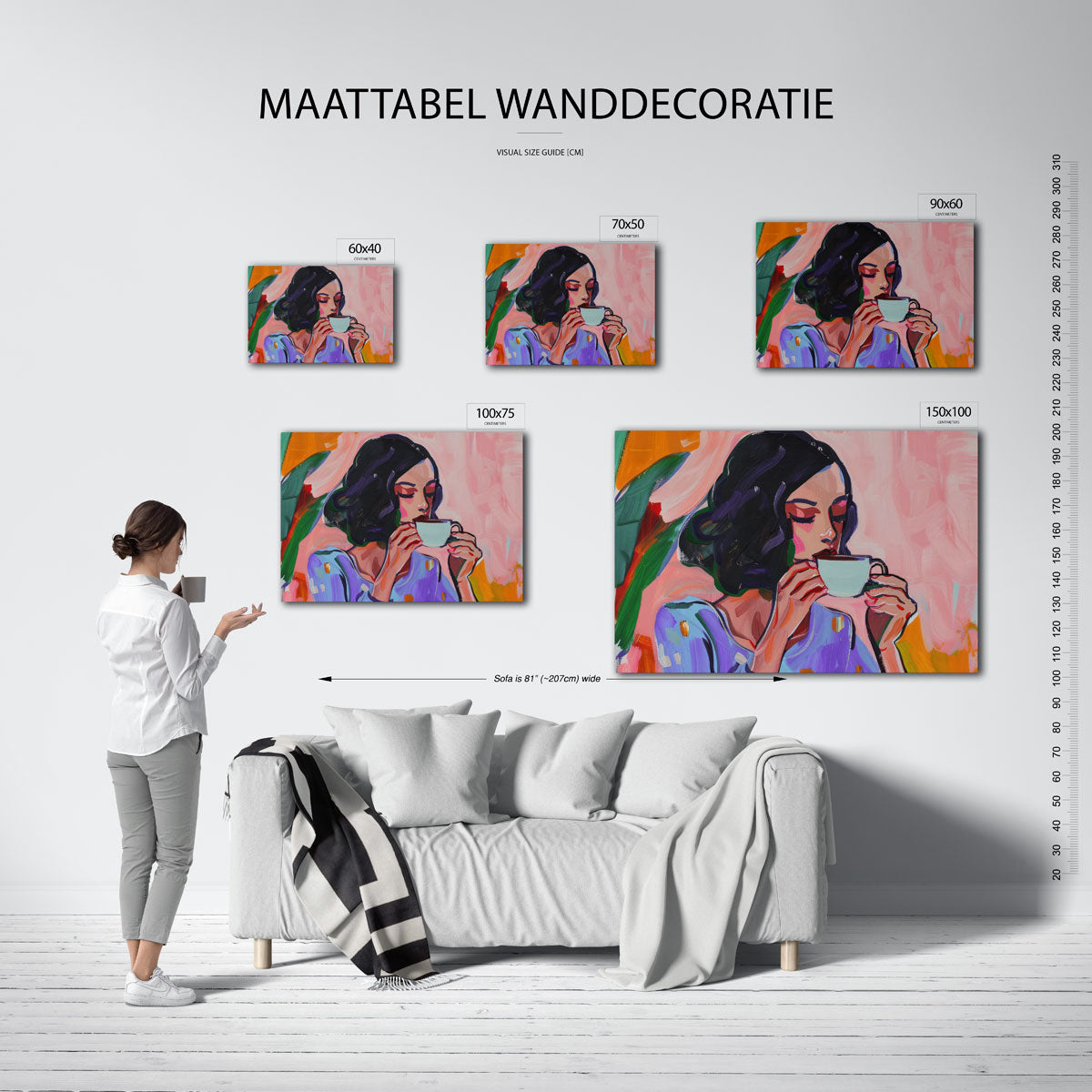 Vrouw met koffiekop Kunstwerk