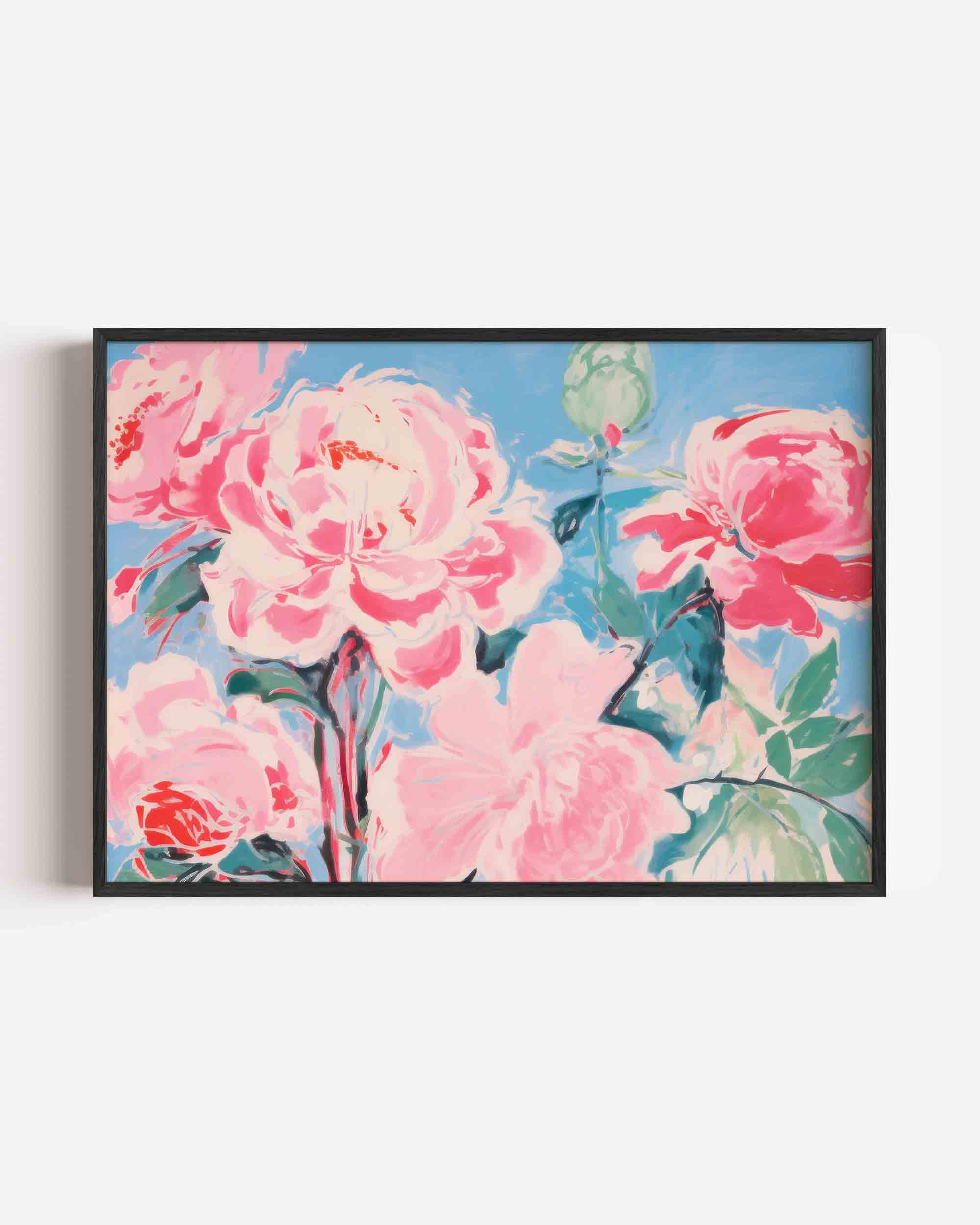 Bloemen in roze en blauw Poster
