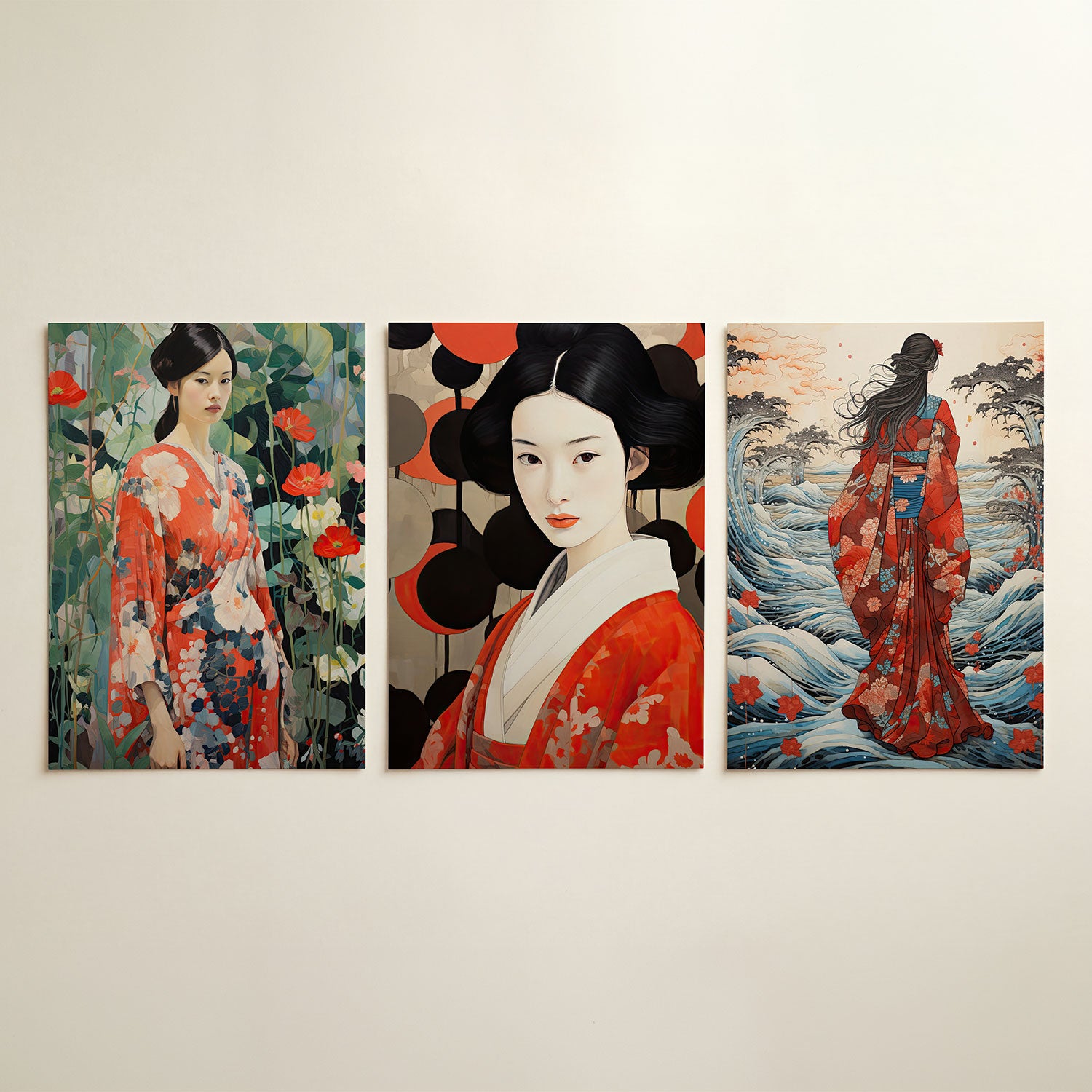 Bloemen en kimono Posterset
