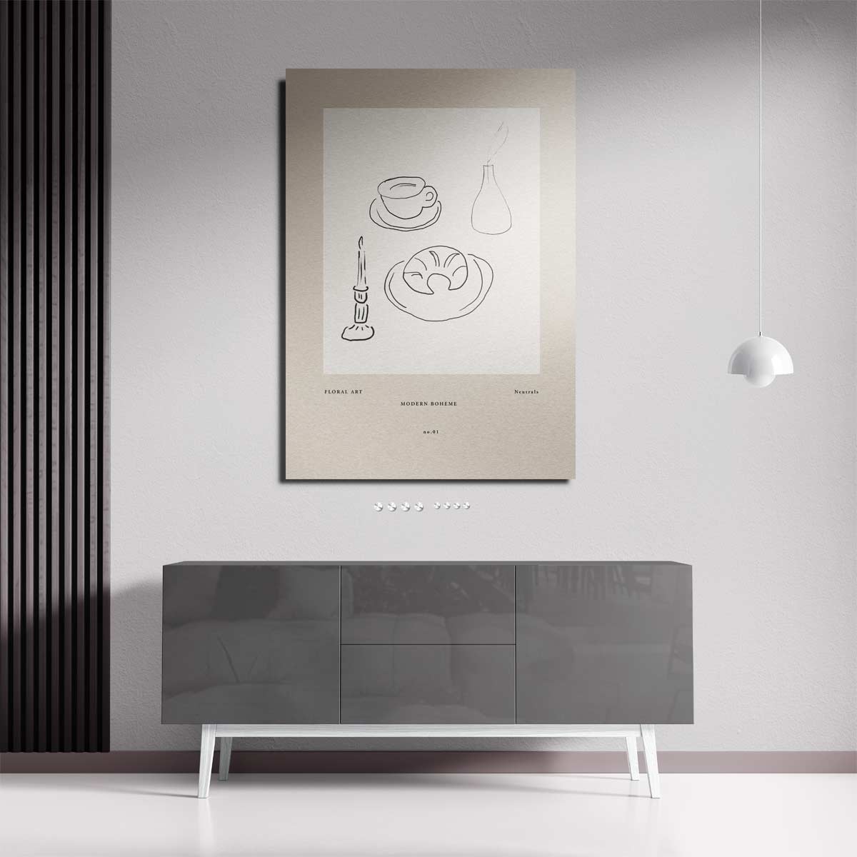 Minimalistische Franse Ontbijtillustratie Kunstwerk-canvas-dibond-plexiglas-wanddecoratie-WallArtistic