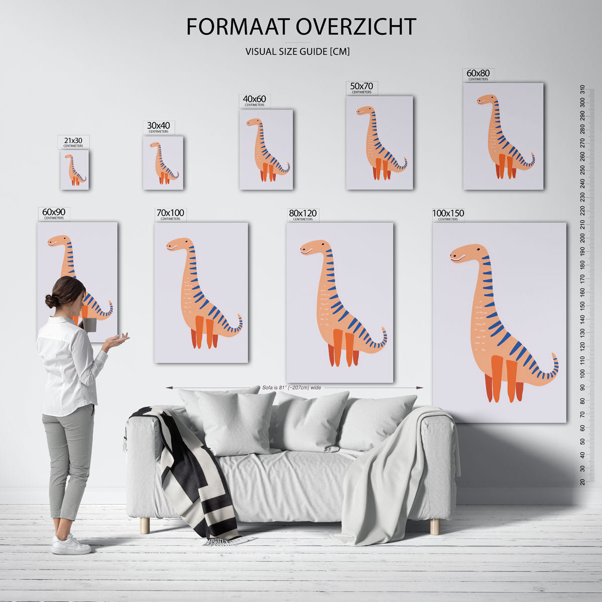 Dinosaurus met strepen Poster