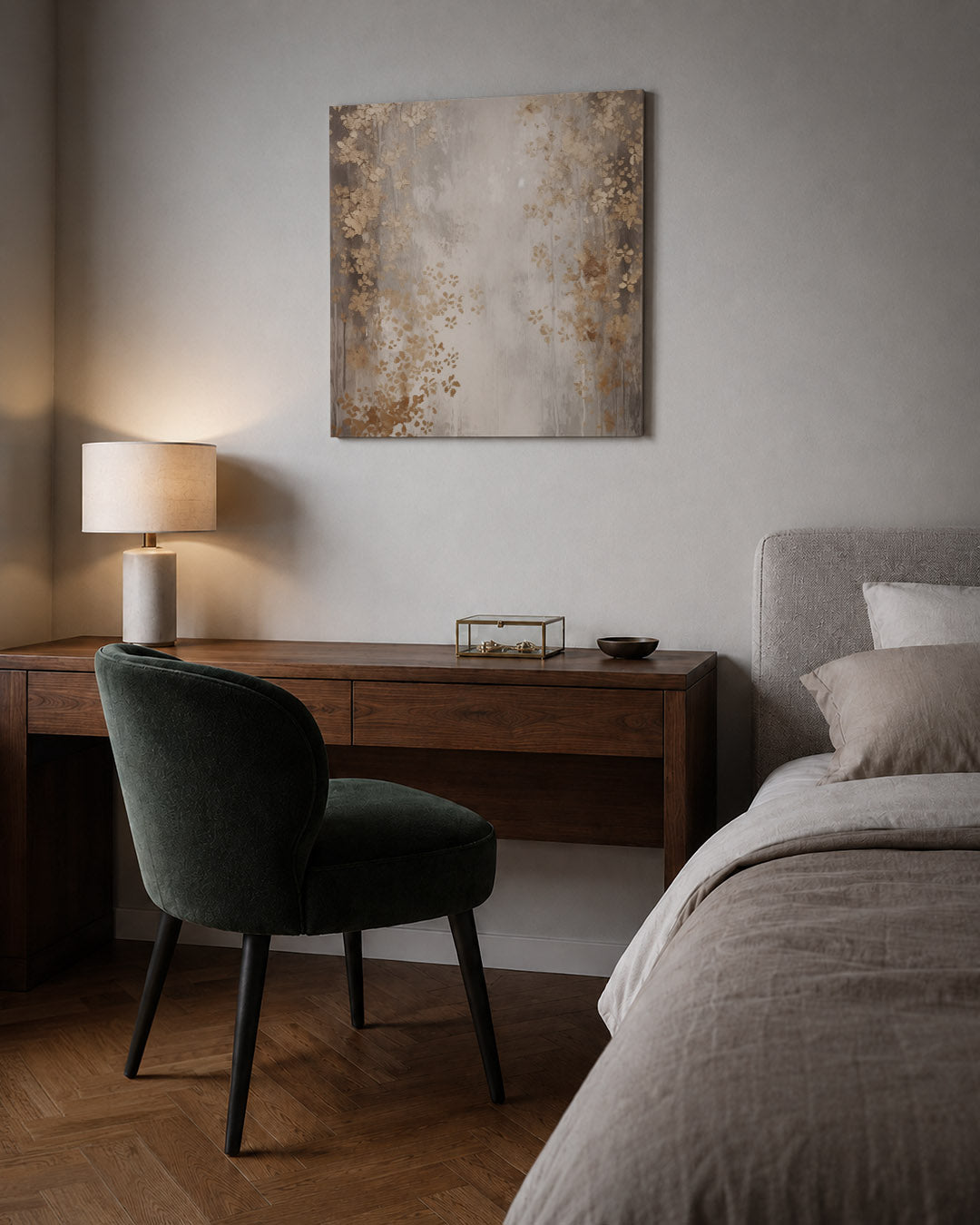Gouden bloemmotief Kunstwerk