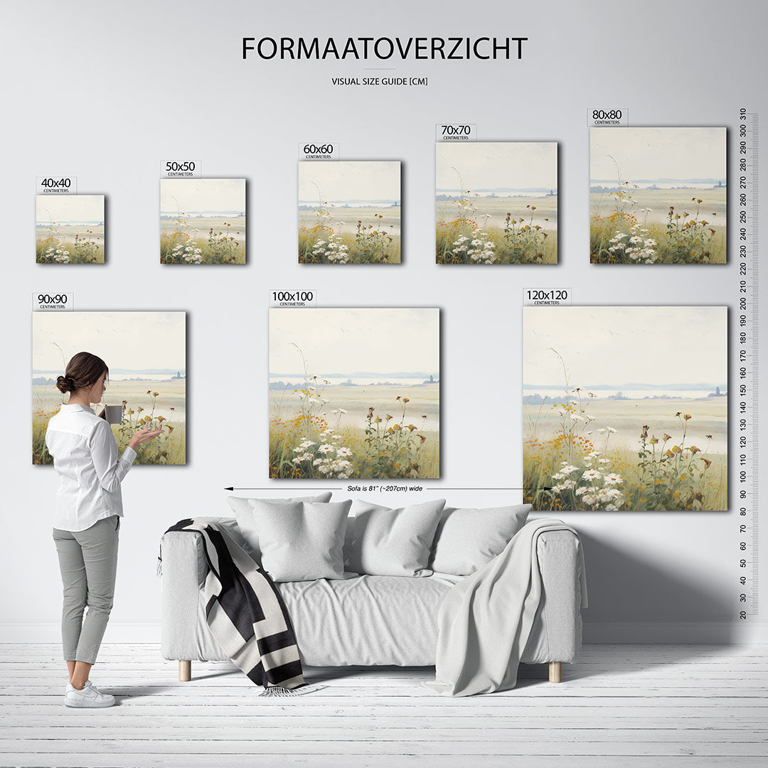Rustige bloemenweide Kunstwerk