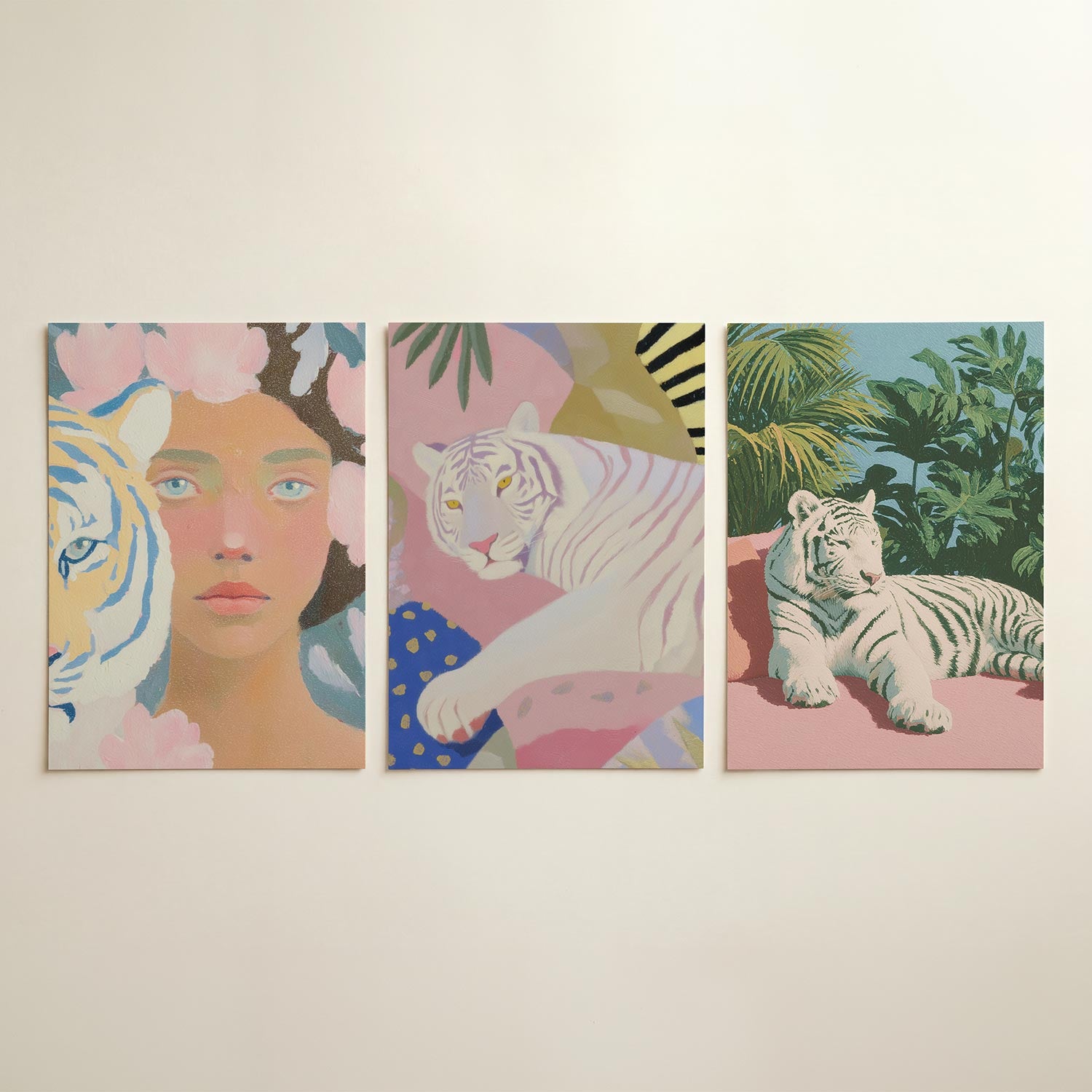 Tijger en bloemen Posterset