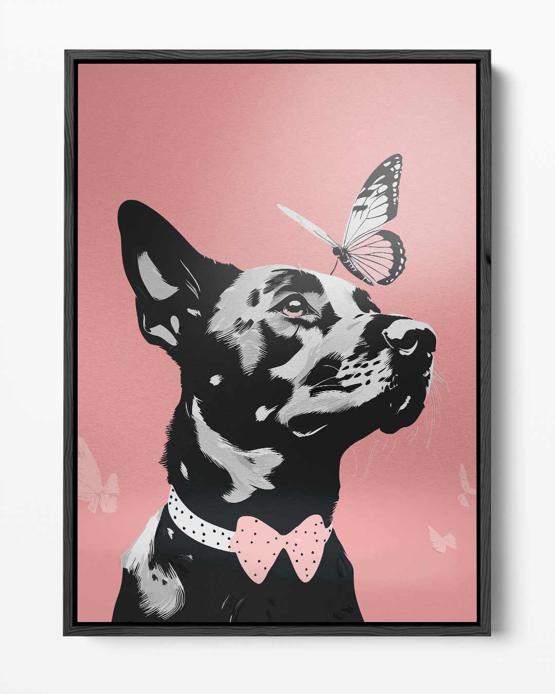 Dromerige Hond en Vlinder Kunstwerk