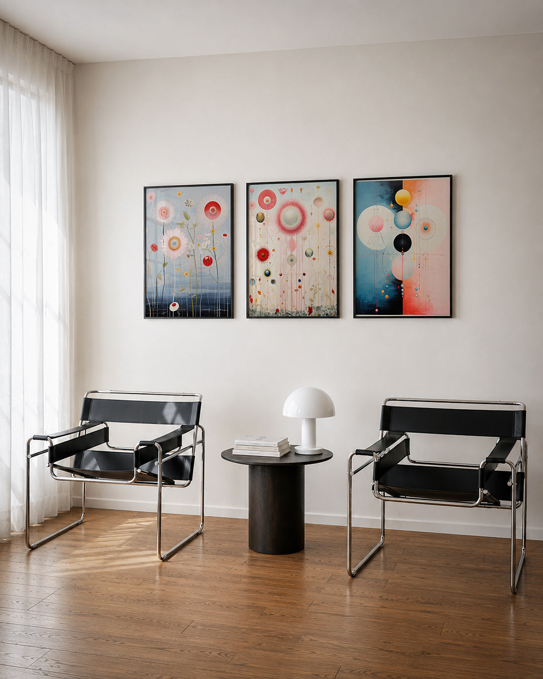 Bloemvormen en lijnen Posterset