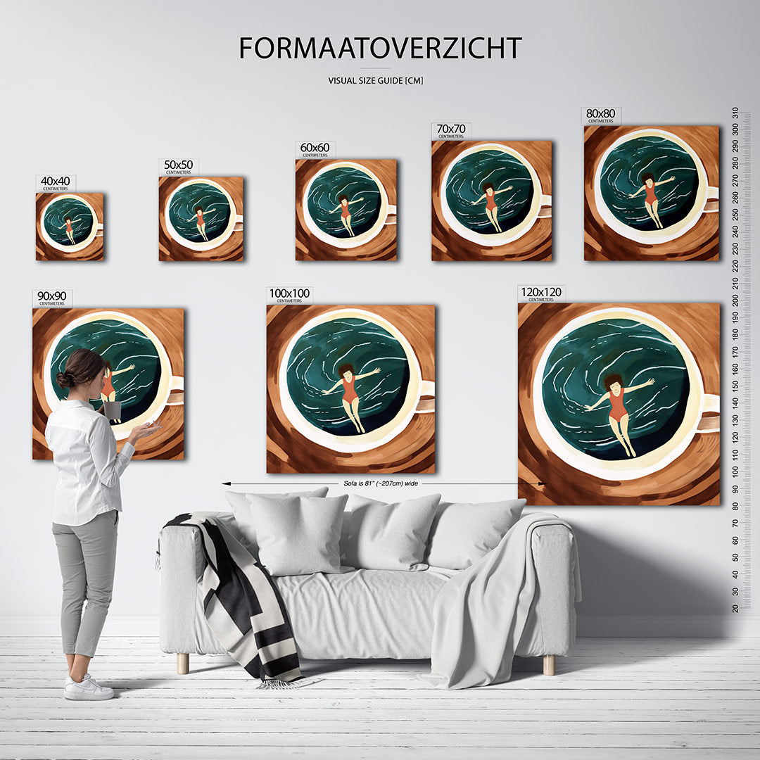 Dromerige zwemmer Kunstwerk