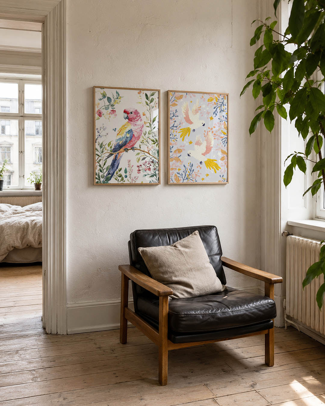 Vogel en bloemen Posterset