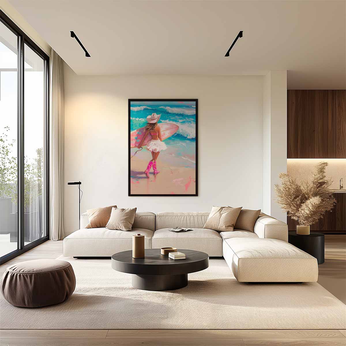 Surfcowgirl Dromen Kunstwerk-canvas-dibond-plexiglas-wanddecoratie-WallArtistic