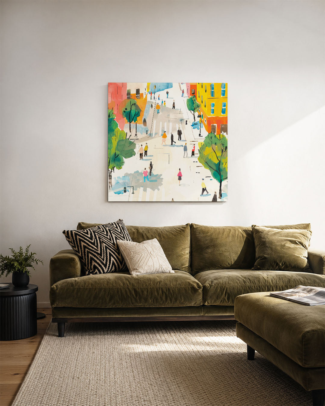 Stadsleven in kleur Kunstwerk