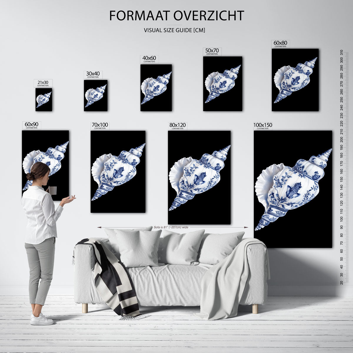 Schelp met blauwe patronen Poster