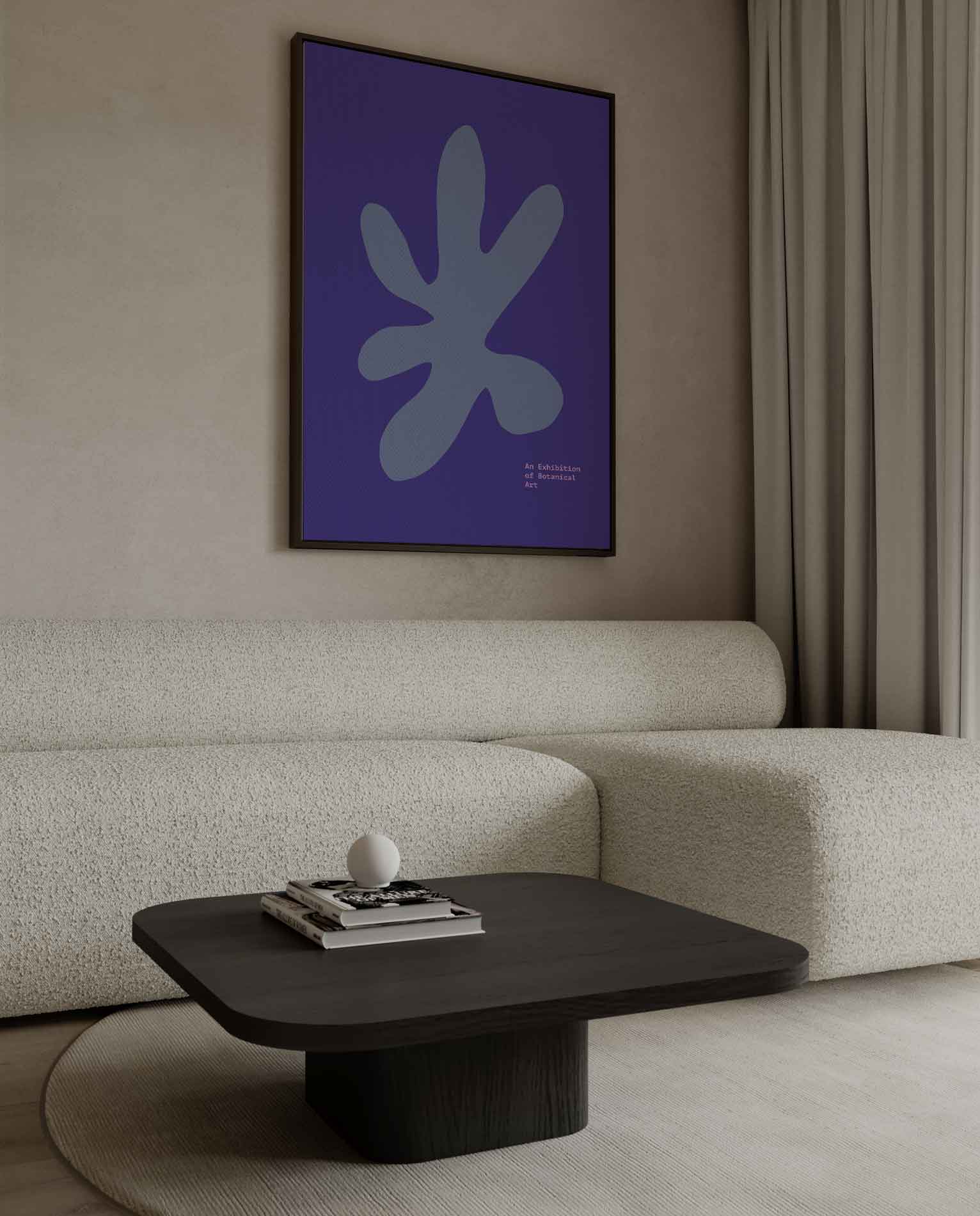Blauwe Botanische Vormen Kunstwerk-canvas-dibond-plexiglas-wanddecoratie-WallArtistic