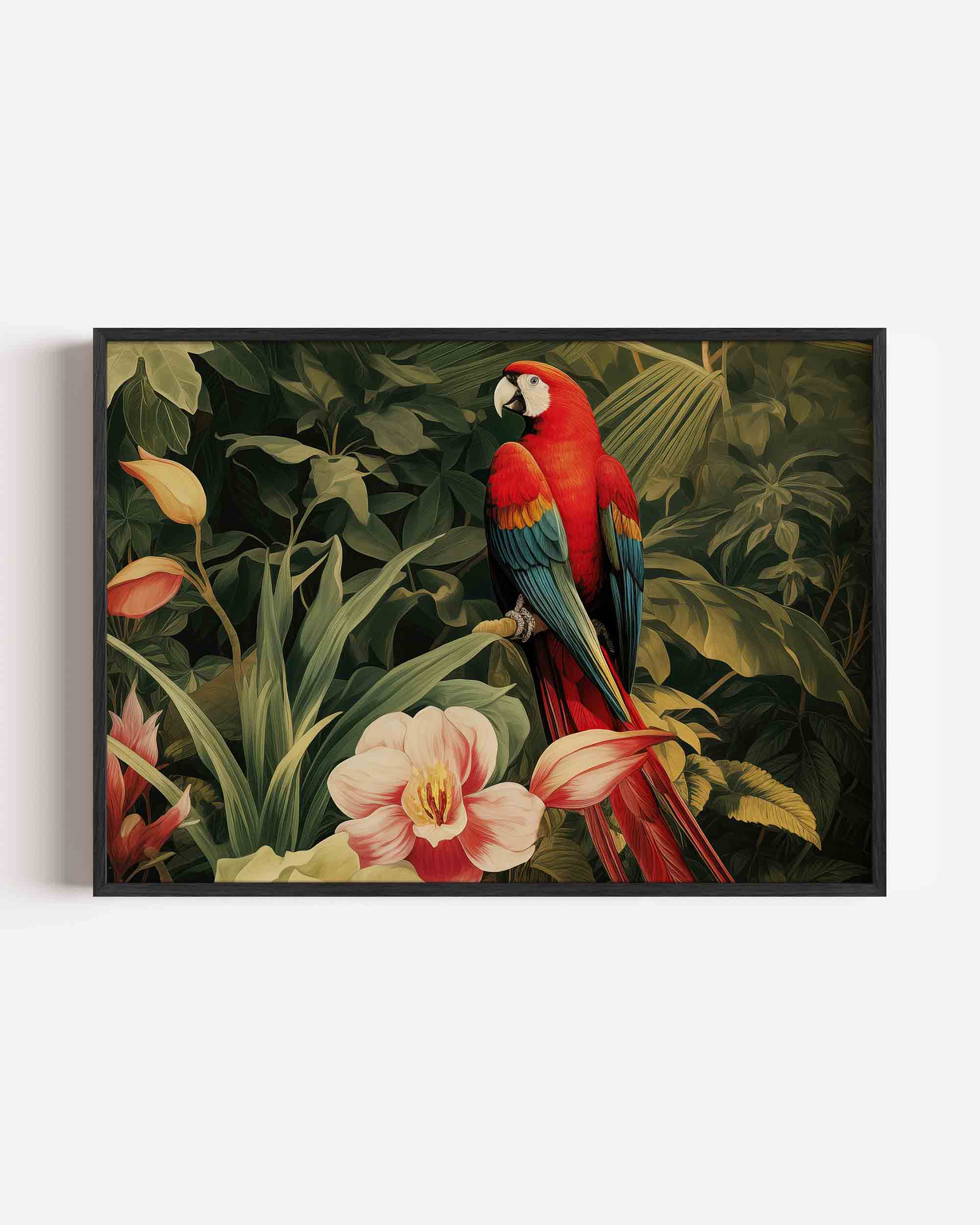 Papegaai en bloemen Poster