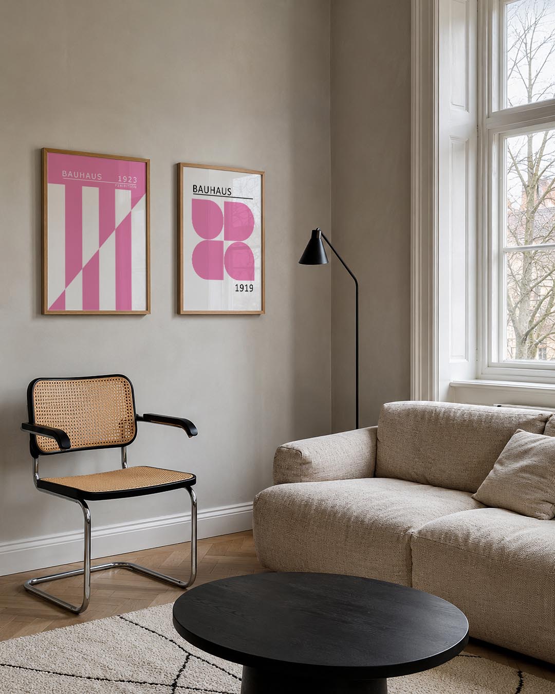 Roze lijnenspel Posterset