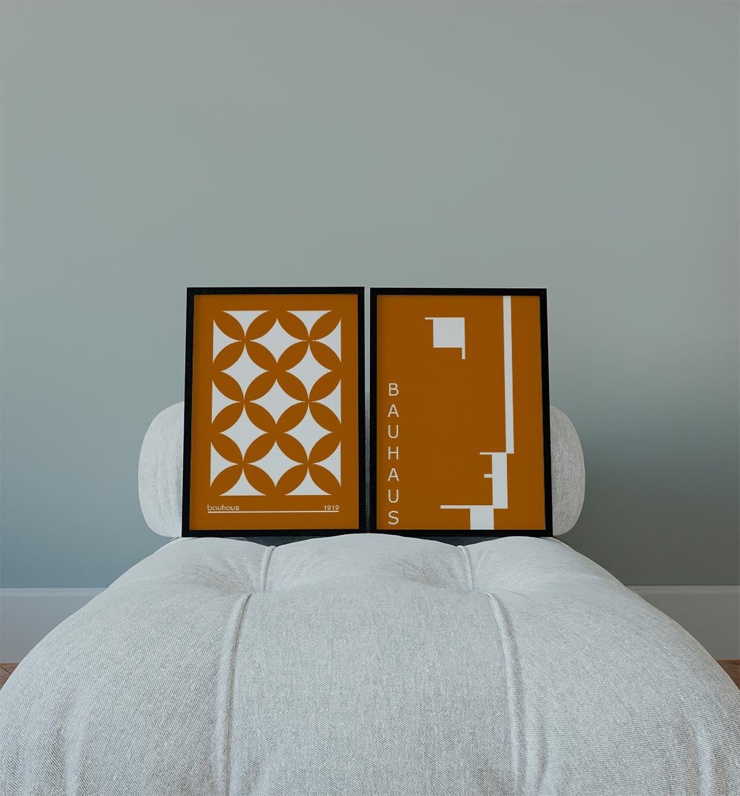 Vormenspel in oranje Posterset