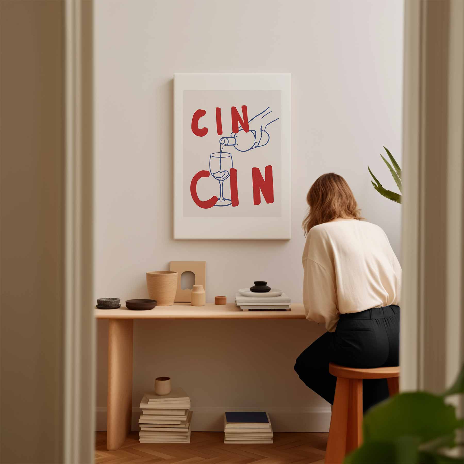 Cin Cin Illustratie Kunstwerk-canvas-dibond-plexiglas-wanddecoratie-WallArtistic