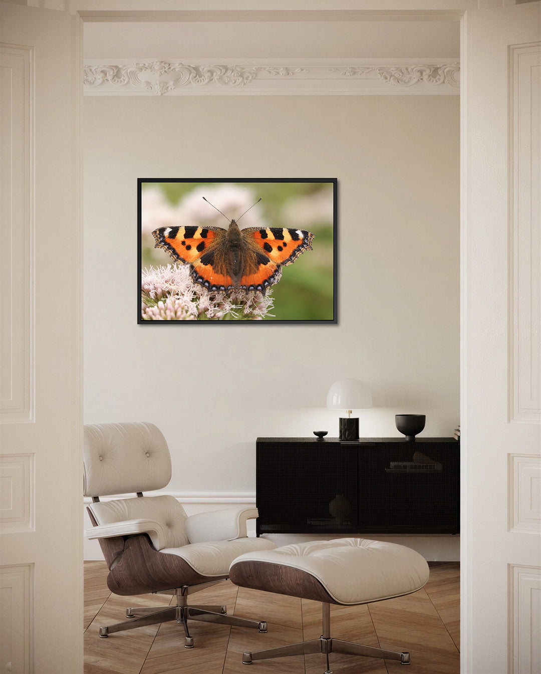 Vlinder op bloem Kunstwerk
