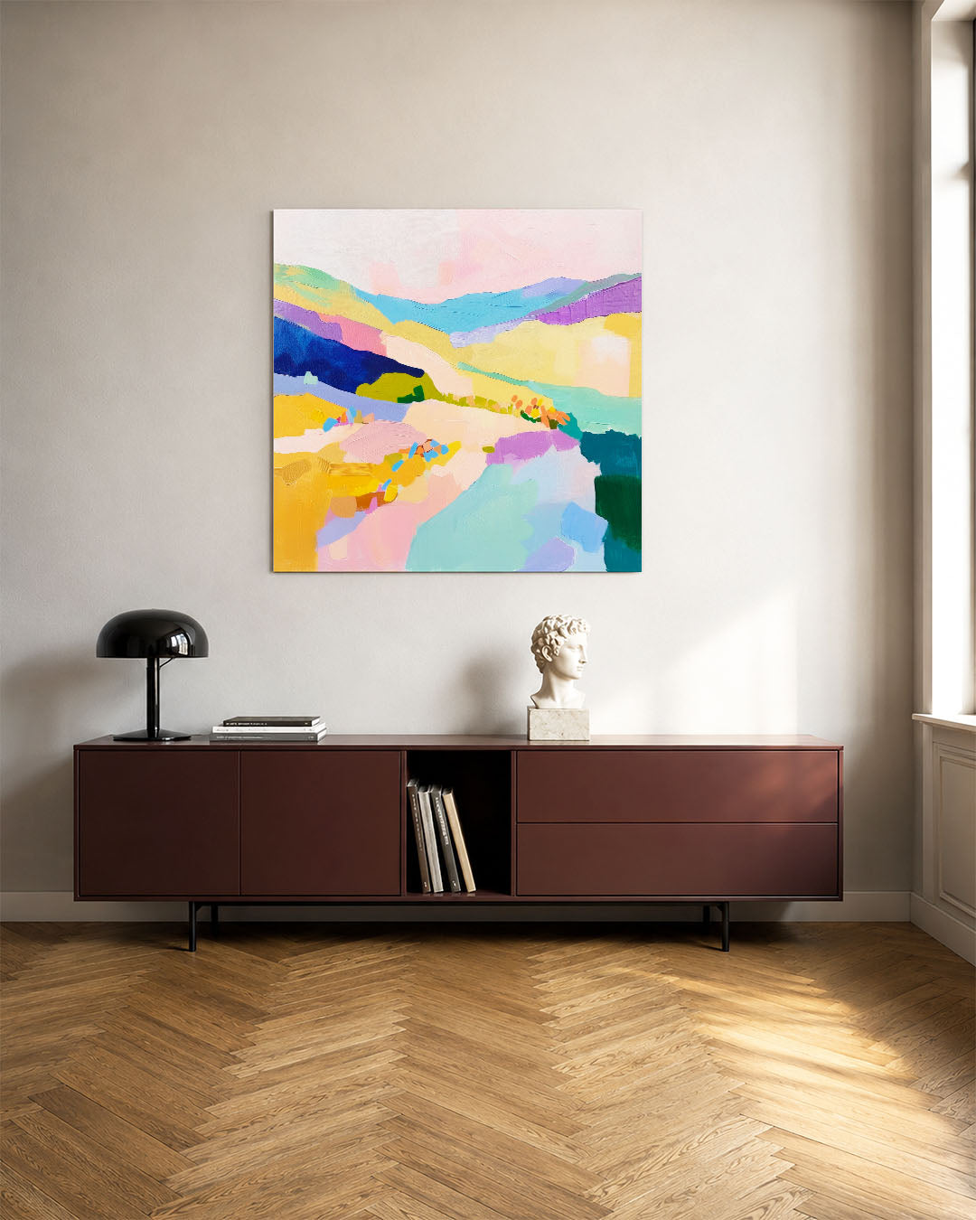 Kleurrijke landschap compositie Kunstwerk