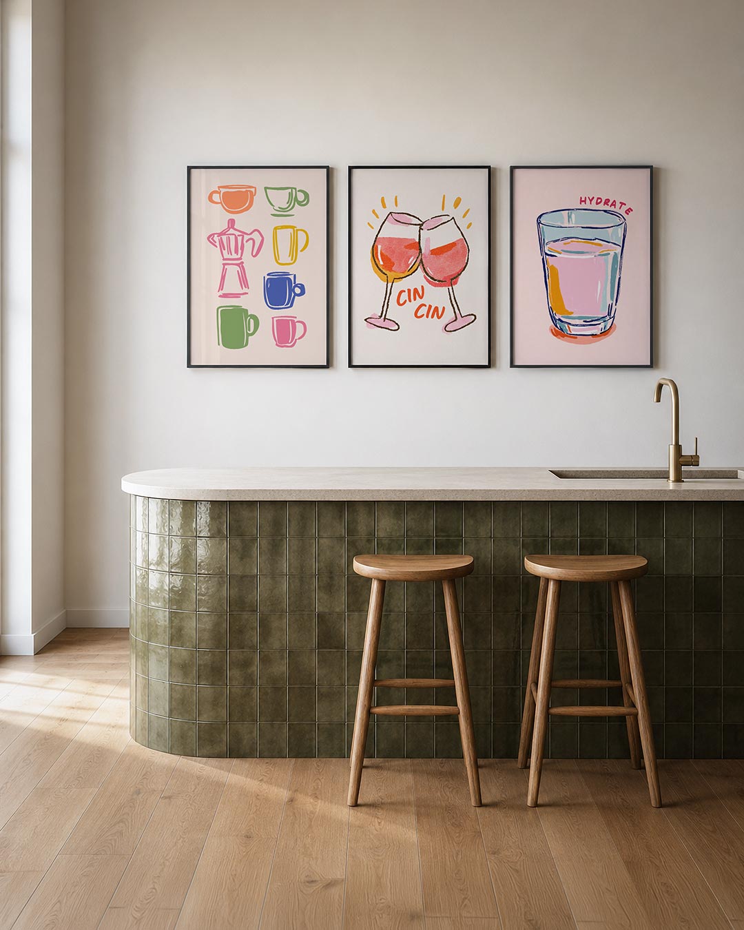 Kleurrijke koffievormen Posterset