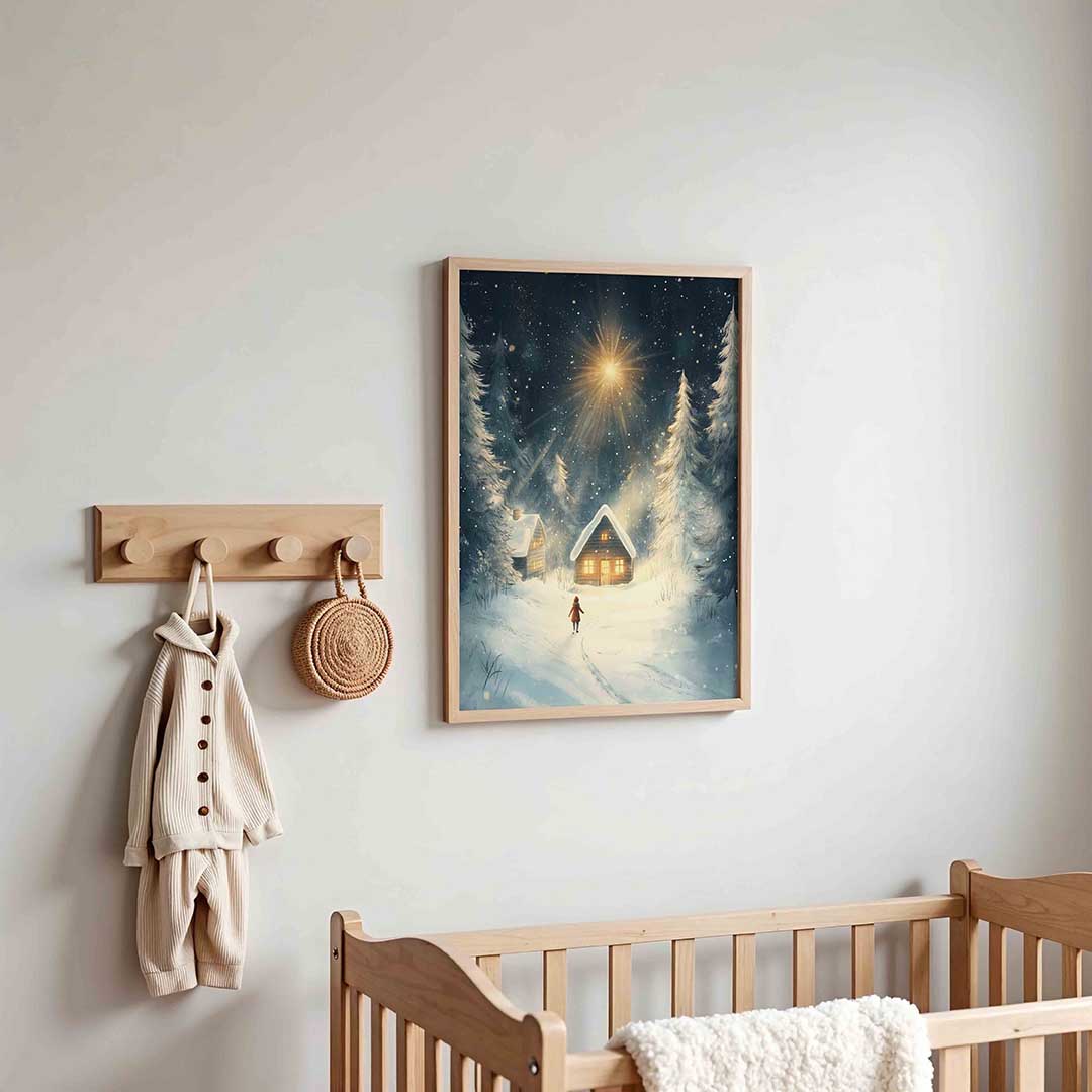 Sneeuwlandschap met huisjes Poster