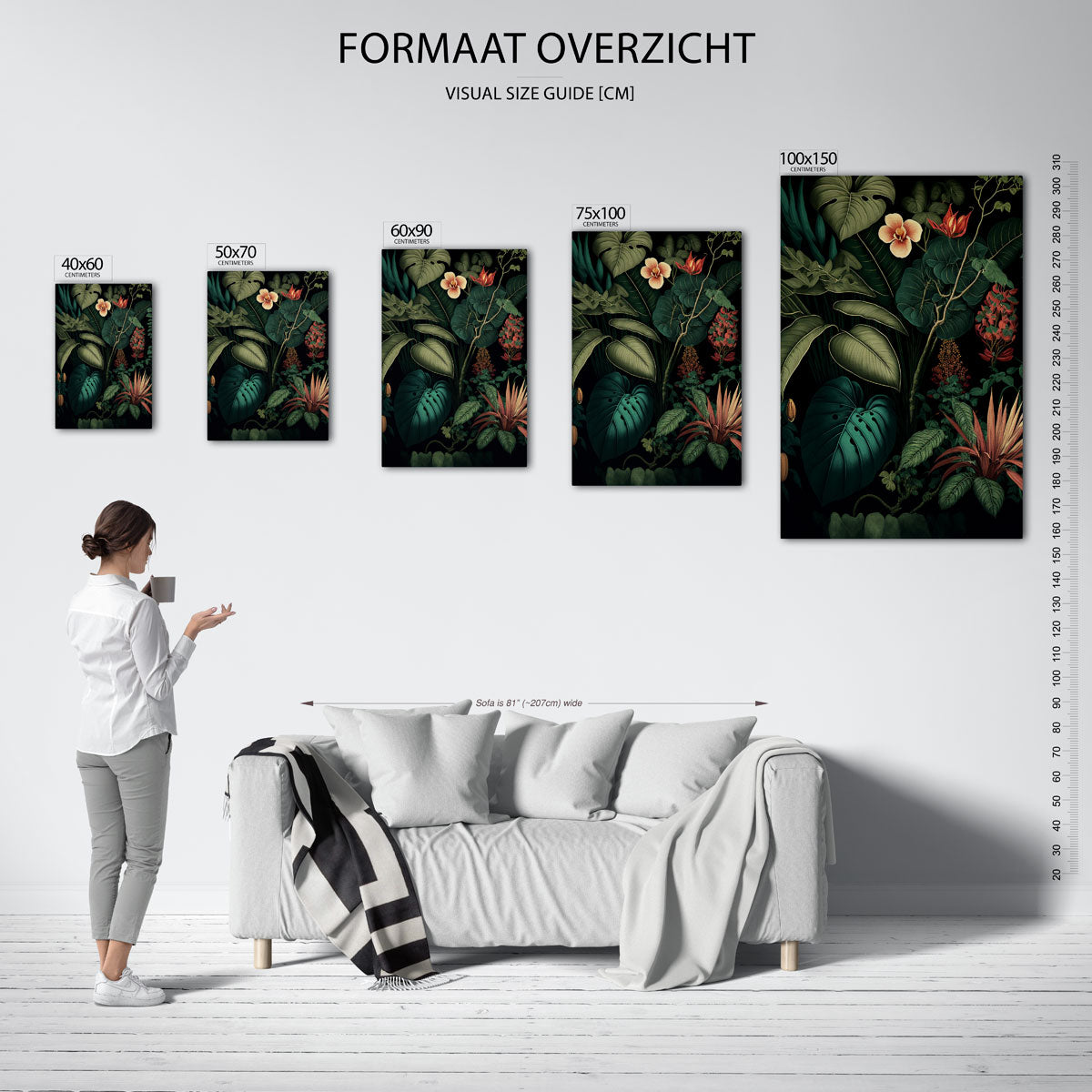 Weelderige botanische compositie Kunstwerk