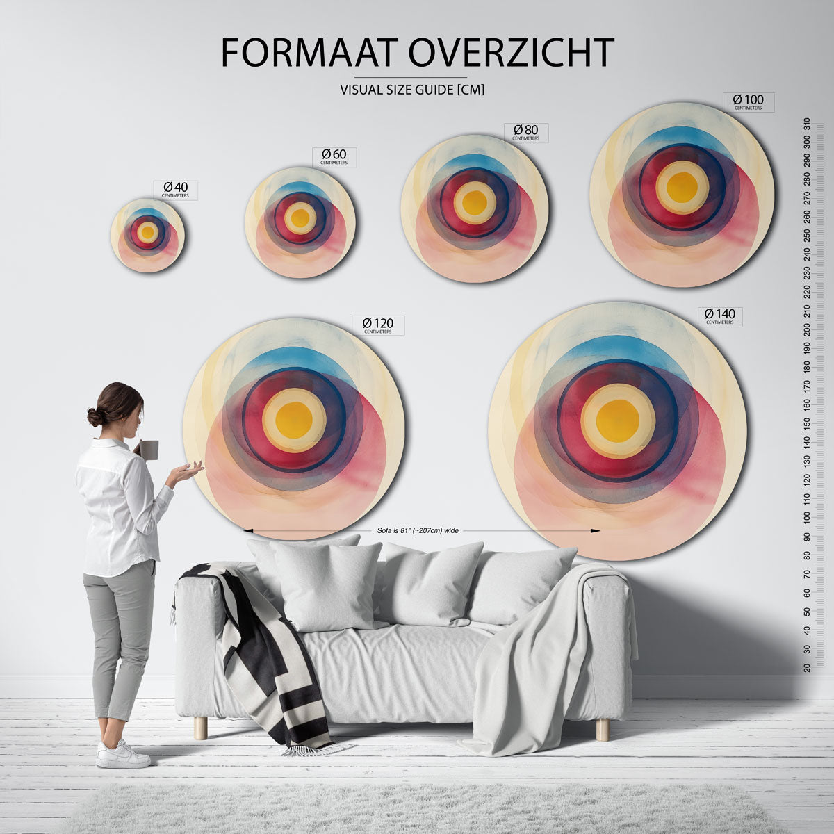 Gekleurde cirkels Muurcirkel