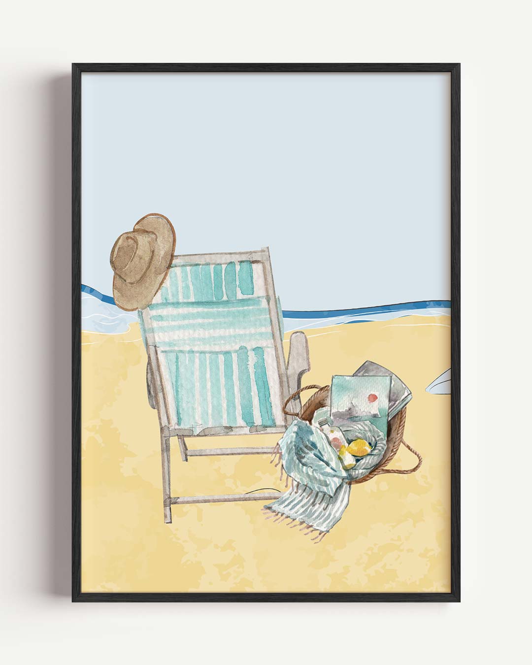 Strandstoel en Hoed Poster-WallArtistic