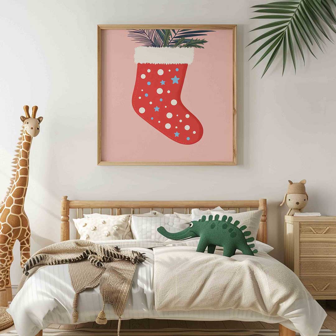 Kerstsok met sterren en stippen Poster