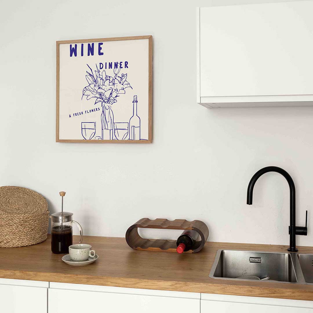Wijn en bloemen Poster