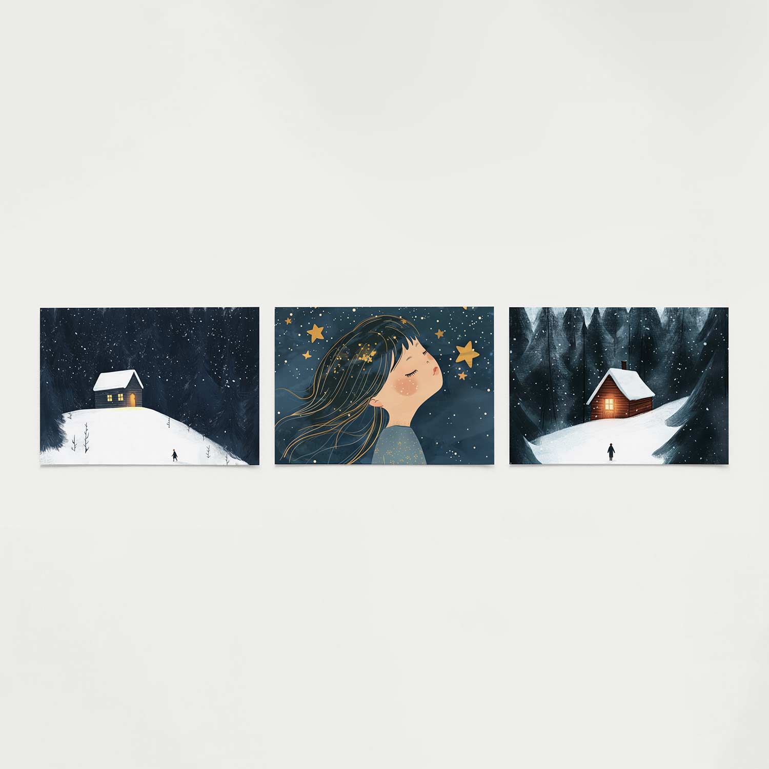 Winterse nachtscène Posterset