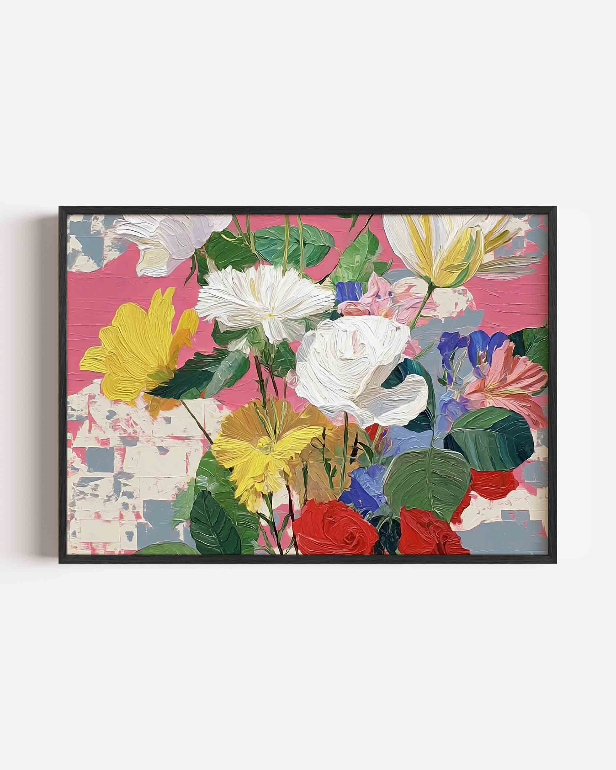 Bloemen op roze achtergrond Poster