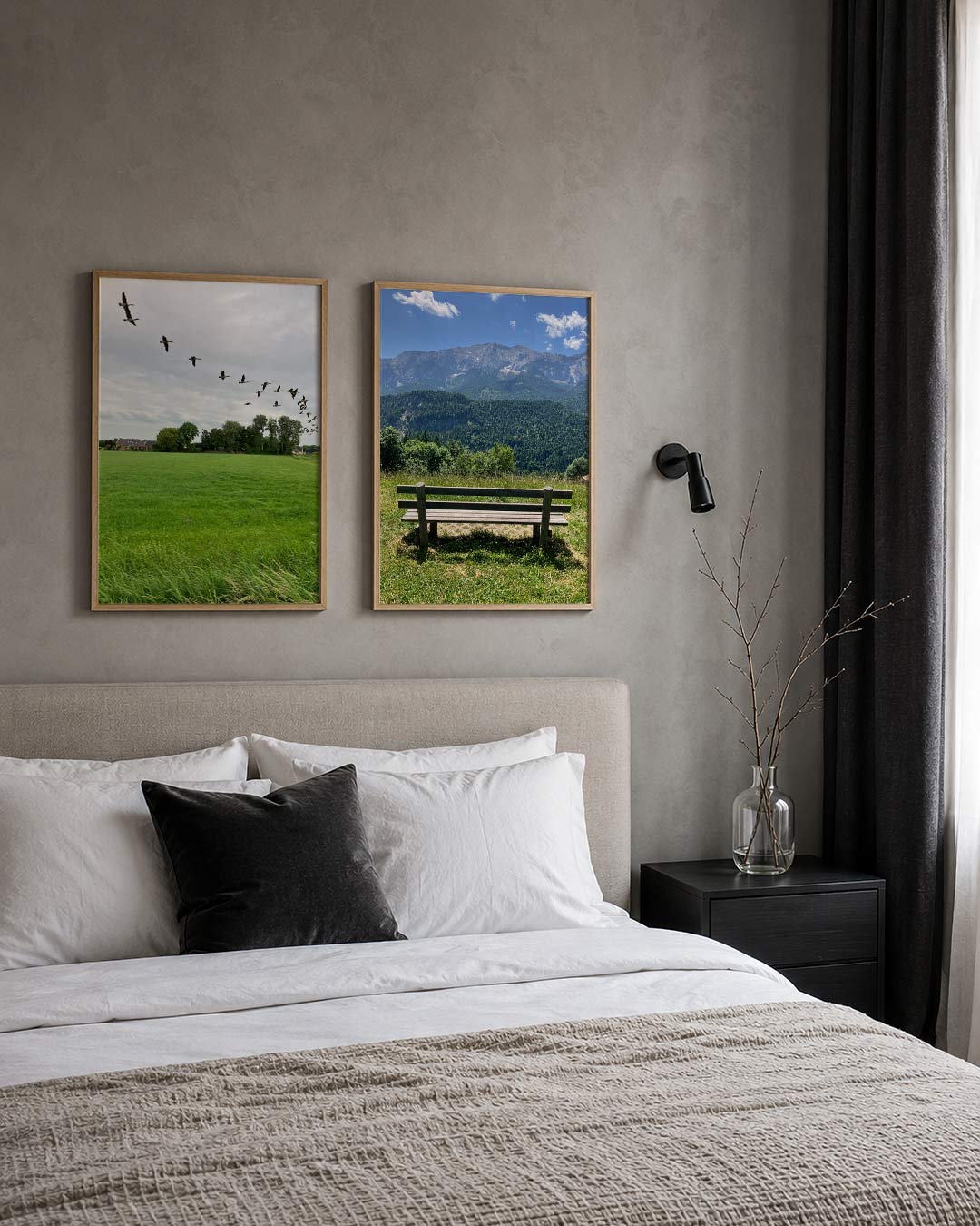 Vogelvlucht over weide Posterset