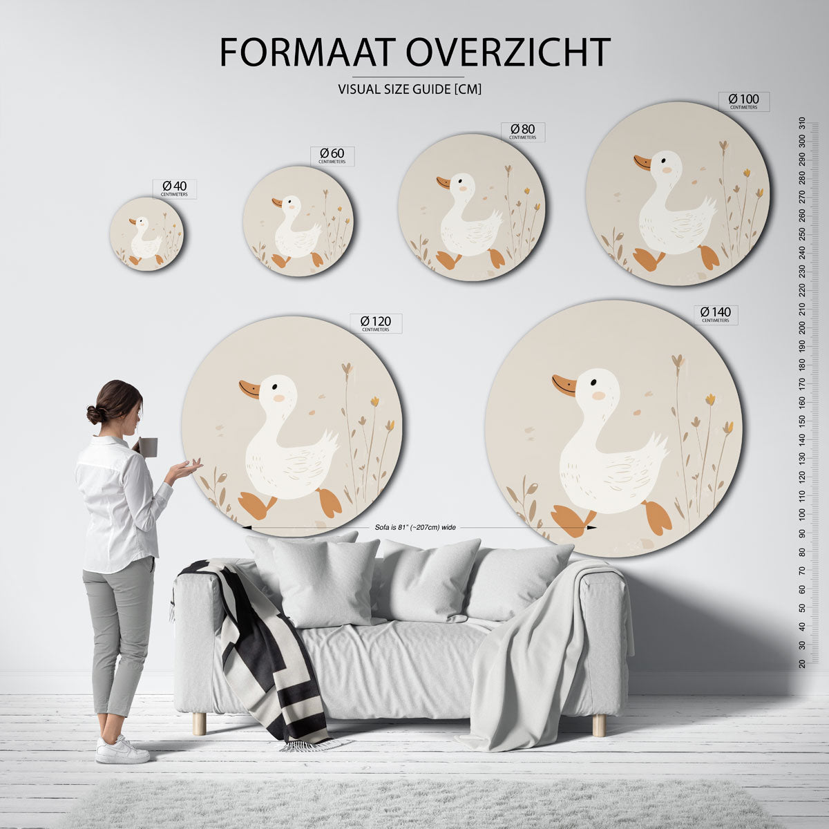 Eend met bloemen Muurcirkel