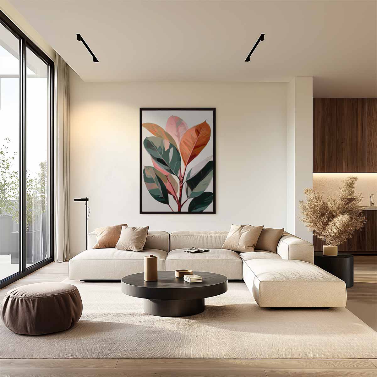 kleurrijk bladkunstwerk Kunstwerk-canvas-dibond-plexiglas-wanddecoratie-WallArtistic