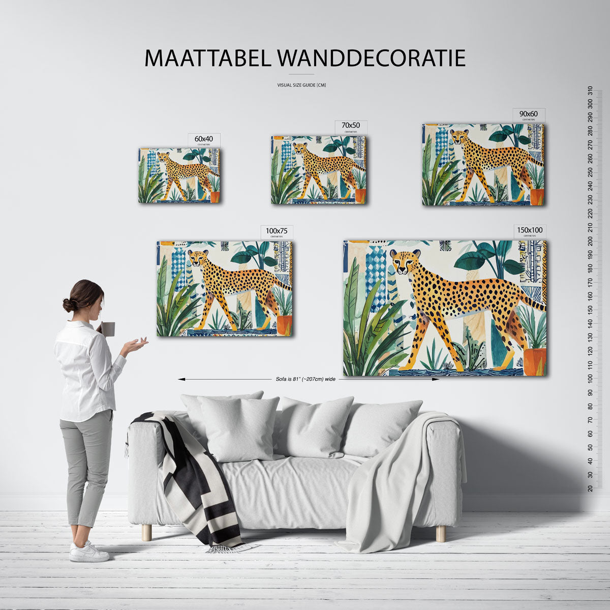 Luipaard en bladeren Kunstwerk