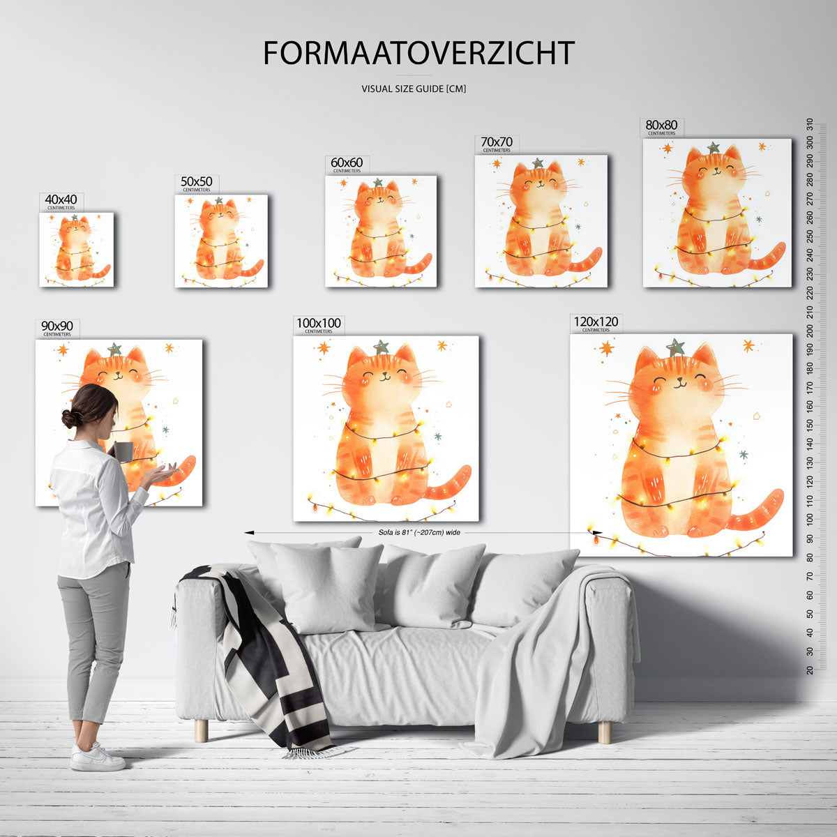 Kattenposter met lichtjes Poster