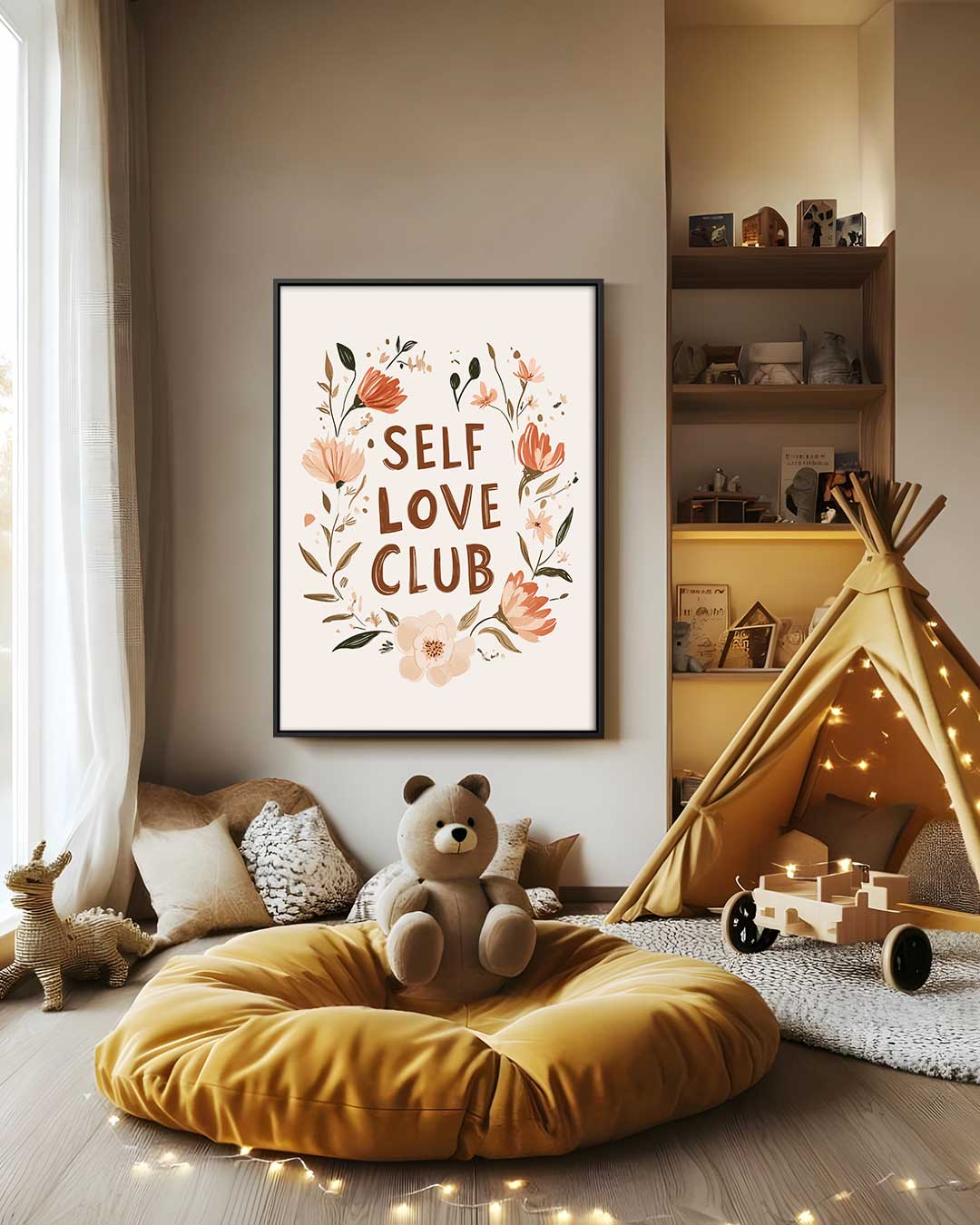 Self Love Club Bloemenposter Kunstwerk-canvas-dibond-plexiglas-wanddecoratie-WallArtistic