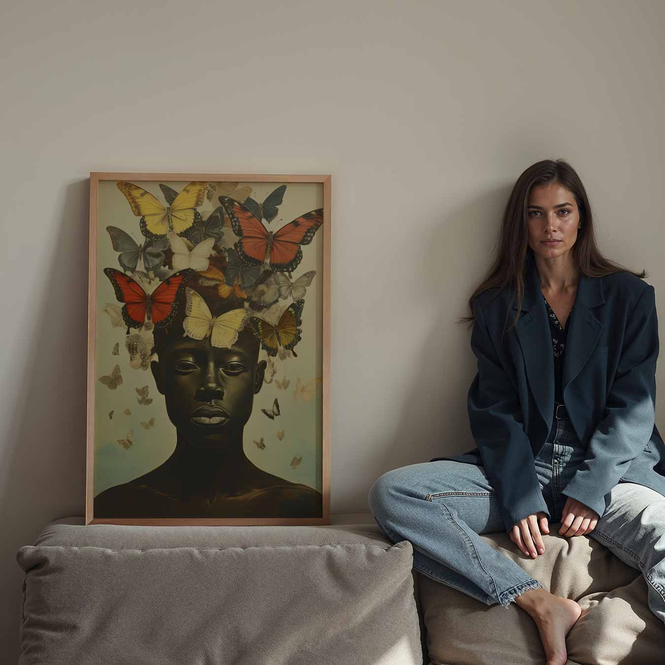 Vlinders in je Haar Kunstposter-WallArtistic