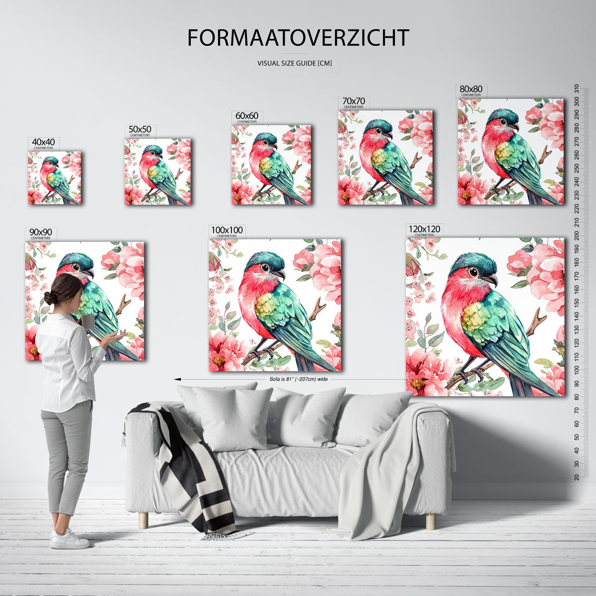 Vogel en bloemen Poster