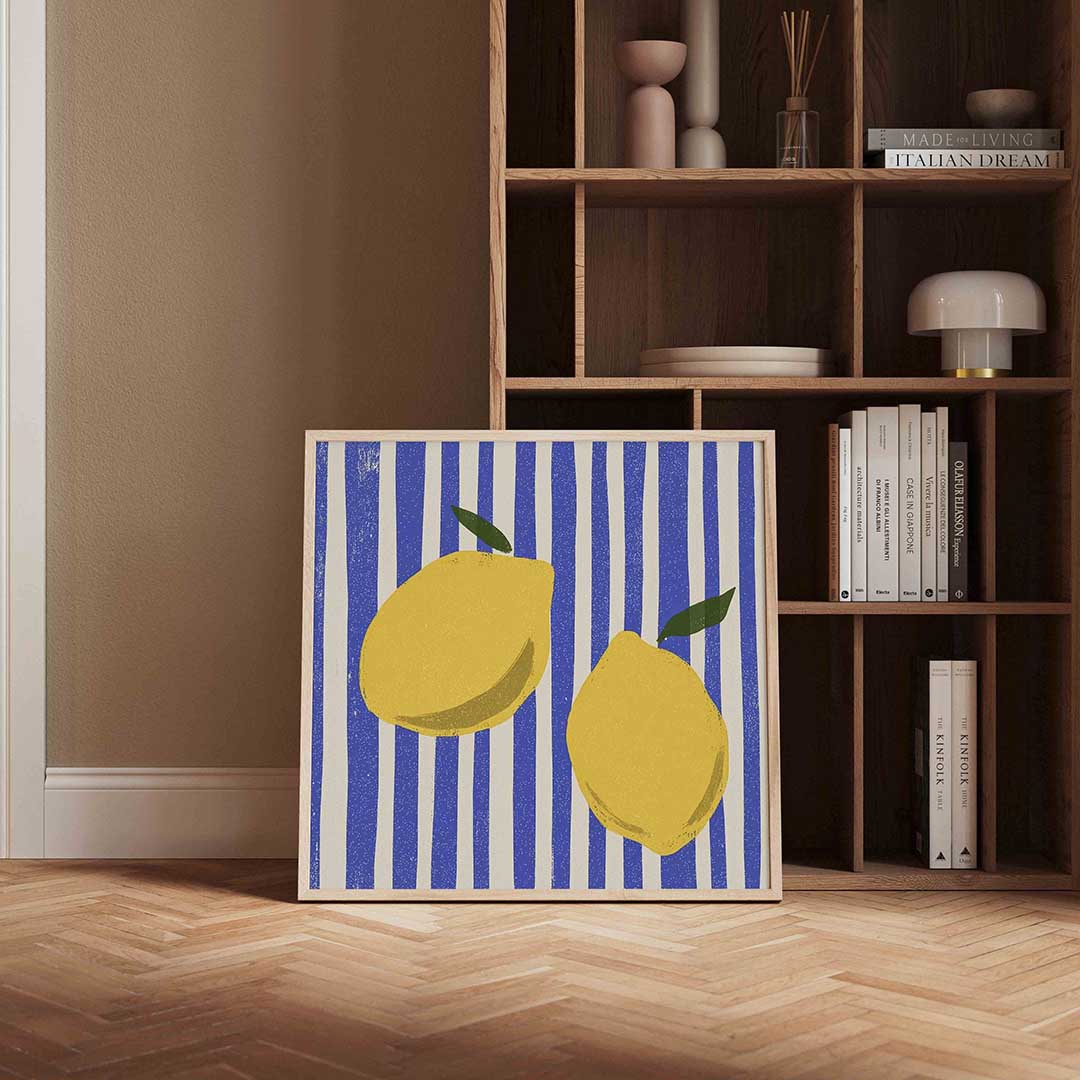 Citroenen op gestreepte achtergrond Poster