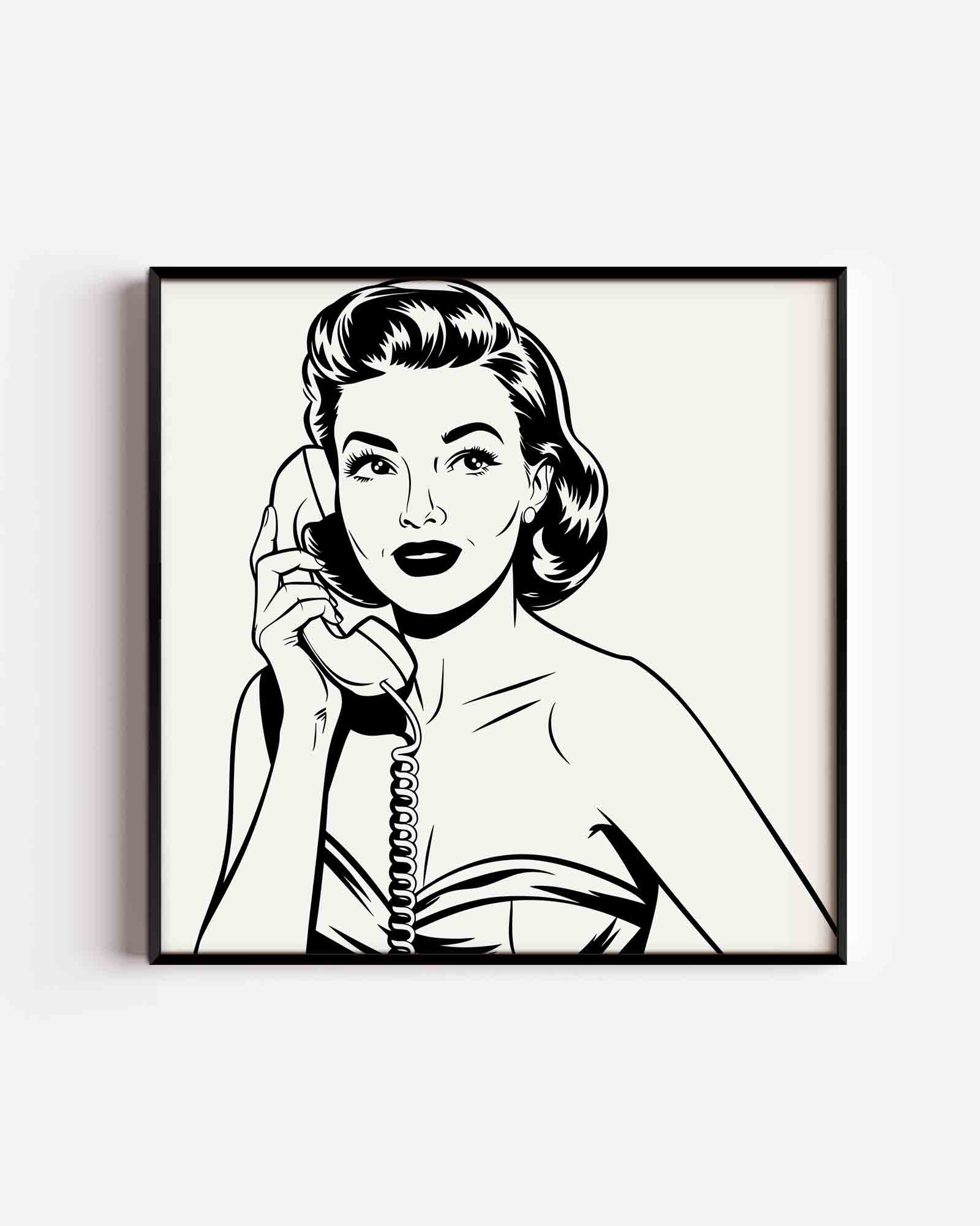 Vrouw met telefoon Poster