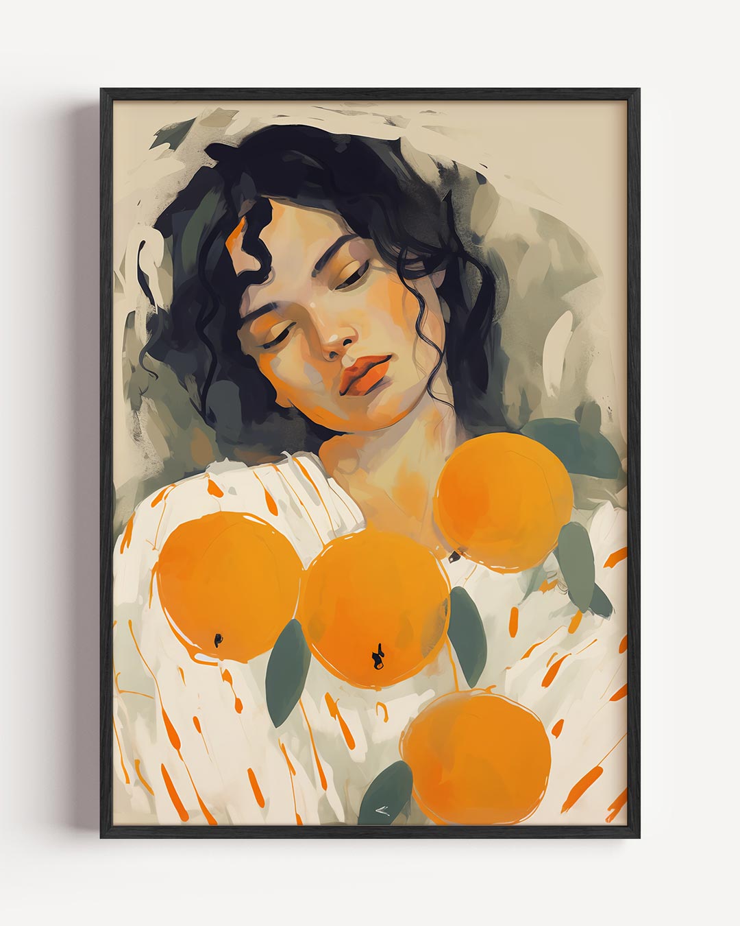 Dromerige Sfeer: Vrouw & Sinaasappels Poster-WallArtistic