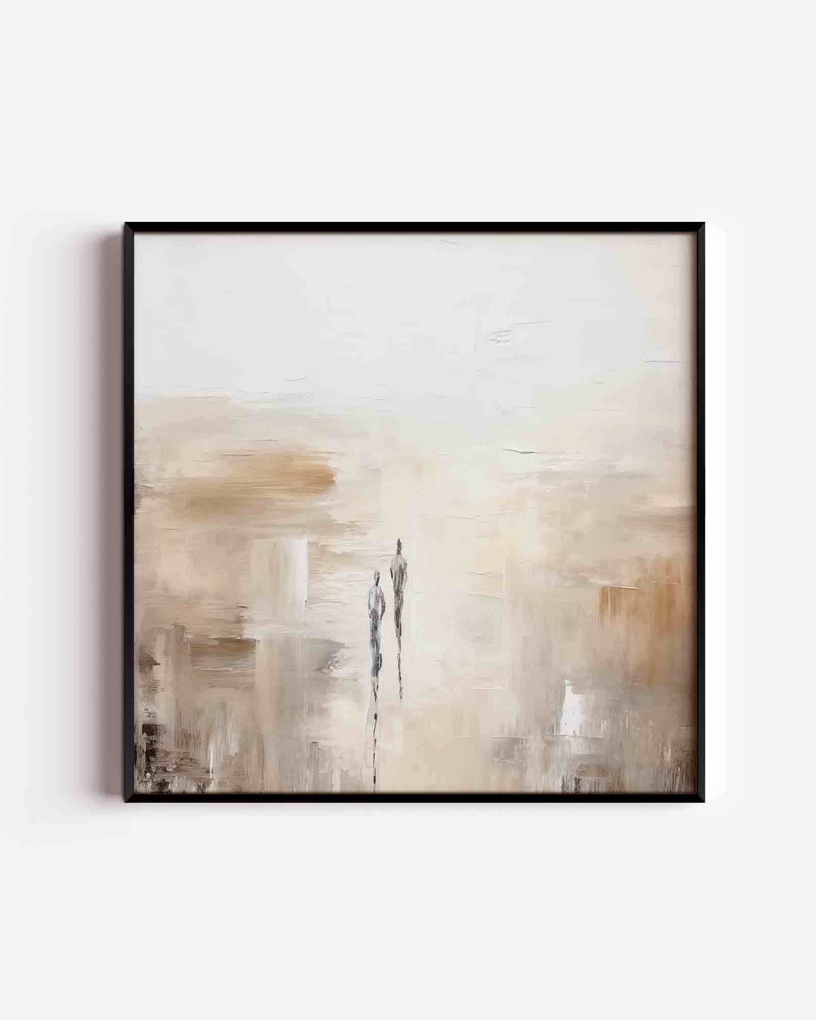 Twee figuren in beige landschap Poster