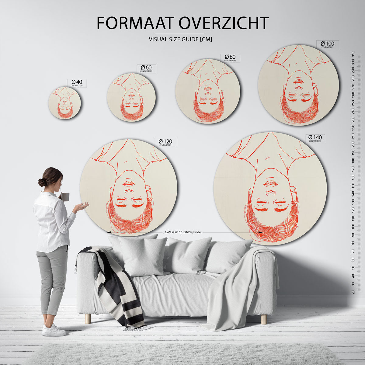 Portret in rood Muurcirkel