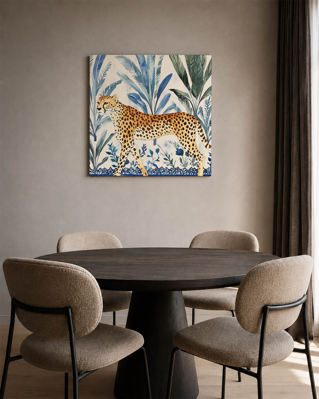 Luipaard en bladeren Kunstwerk