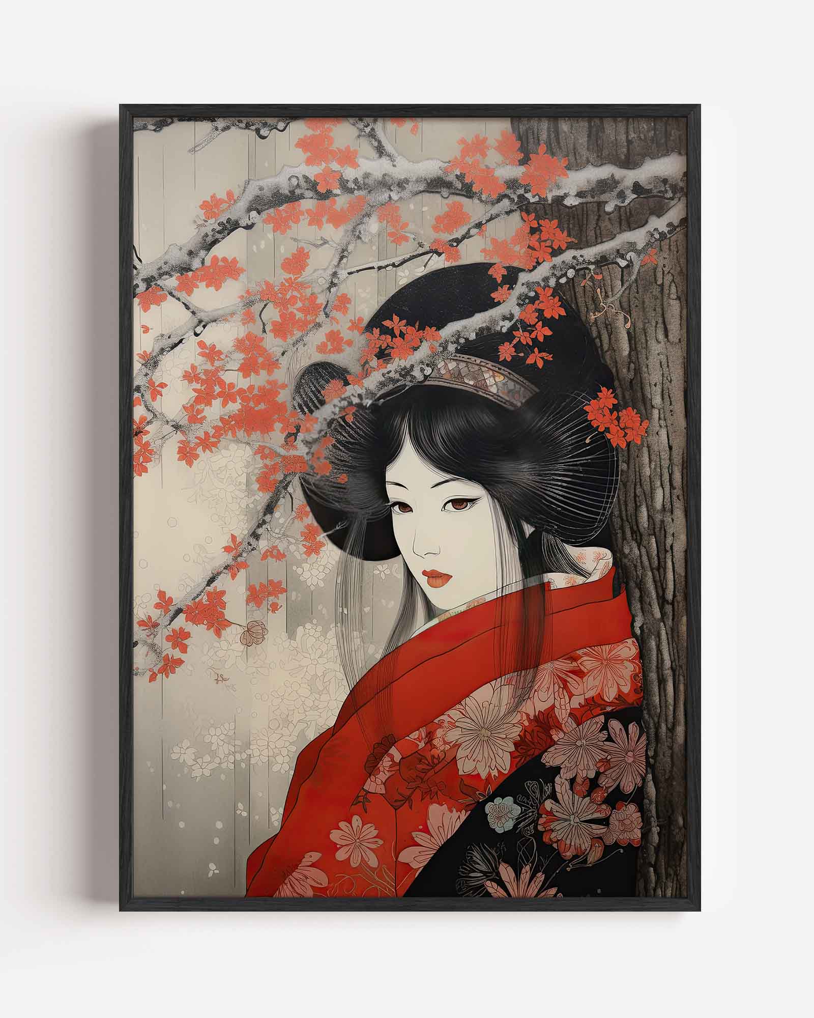Vrouw met rode kimono Poster